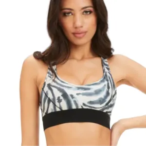 Good American Reversible Double Knit Sports Bra in Peyote Zebra (4 / XL)