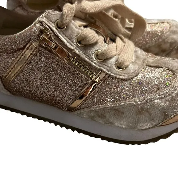 Joyfolie T10 Ari Gold Glitter &amp; Velvet Sneakers