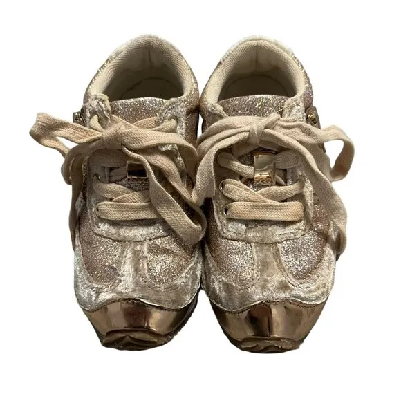 Joyfolie T10 Ari Gold Glitter &amp; Velvet Sneakers