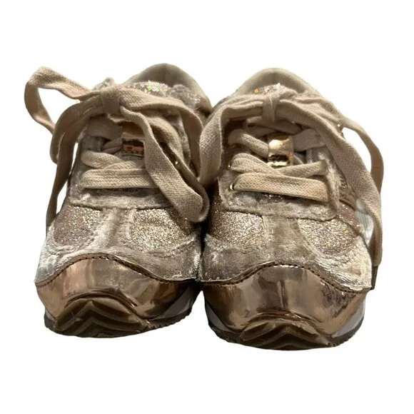 Joyfolie T10 Ari Gold Glitter &amp; Velvet Sneakers
