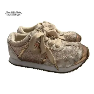 Joyfolie T10 Ari Gold Glitter &amp; Velvet Sneakers