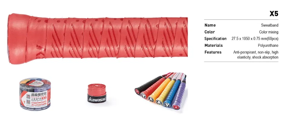 KAWASAKI SOFT X5 GRIP BOX ASSORTED COLOURS 60 PCS BADMINTON