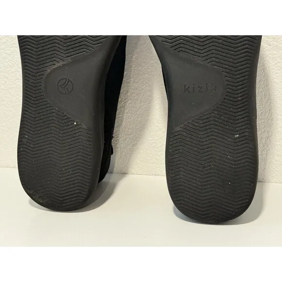 KIZIK Mens Madrid Eco Knit Running Shoes Sz 13 Triple Black Casual Slip On Laces