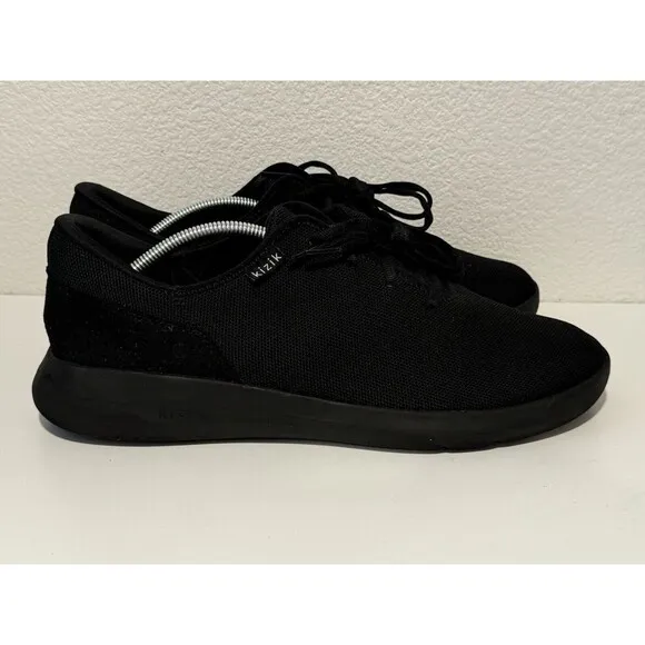 KIZIK Mens Madrid Eco Knit Running Shoes Sz 13 Triple Black Casual Slip On Laces