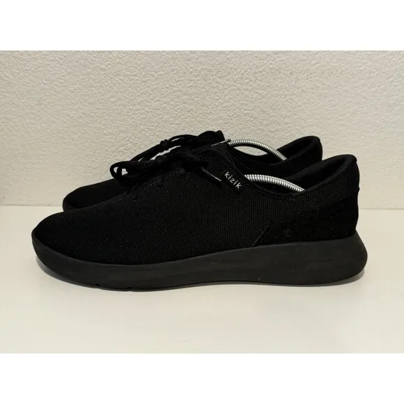 KIZIK Mens Madrid Eco Knit Running Shoes Sz 13 Triple Black Casual Slip On Laces