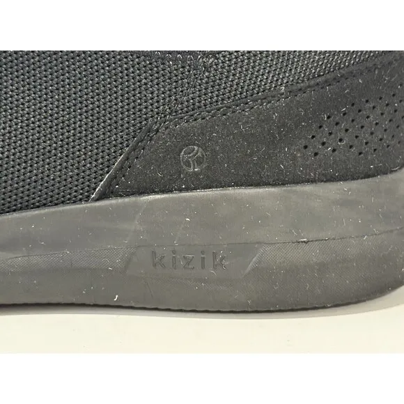 KIZIK Mens Madrid Eco Knit Running Shoes Sz 13 Triple Black Casual Slip On Laces