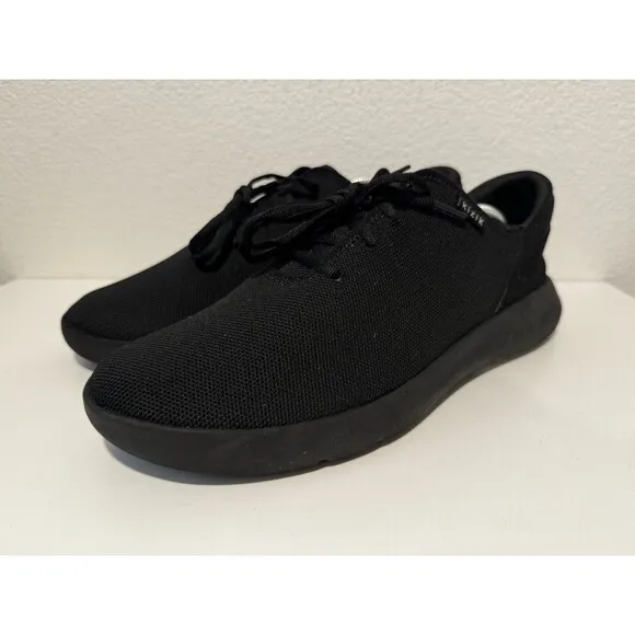 KIZIK Mens Madrid Eco Knit Running Shoes Sz 13 Triple Black Casual Slip On Laces