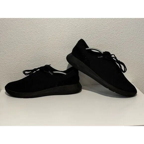 KIZIK Mens Madrid Eco Knit Running Shoes Sz 13 Triple Black Casual Slip On Laces