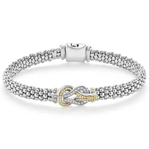 LAGOS Newport Knot Diamond Caviar Bracelet in Sterling Silver and 18K Yellow Gold
