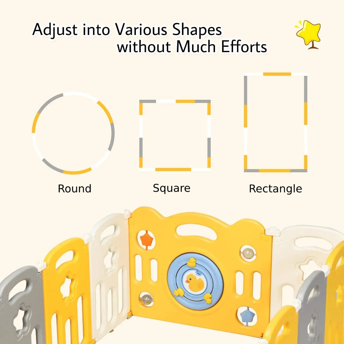 Large 12 Panel Foldable Baby Playpen and Ball Pool | Yellow "Car" themed Sunshine Design