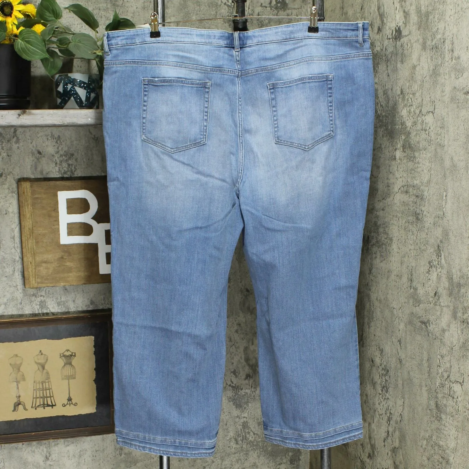 LOGO by Lori Goldstein Plus Size Double Hem Crop Straight Leg Jeans