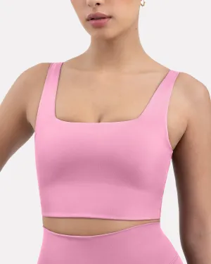 Longline Square Neck Medium-Support Padded Sheer Sports Bra