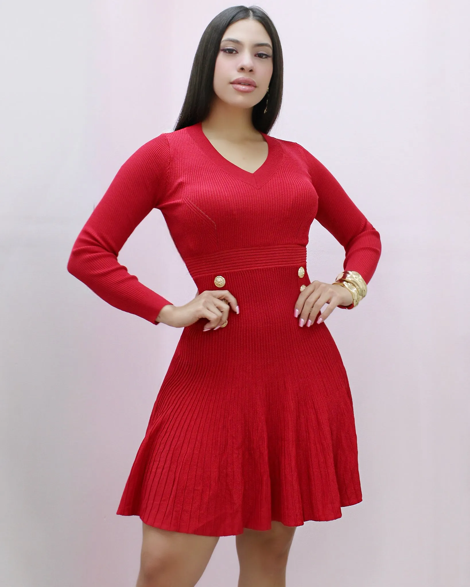 Look Classy On Me Knit Mini Dress Red