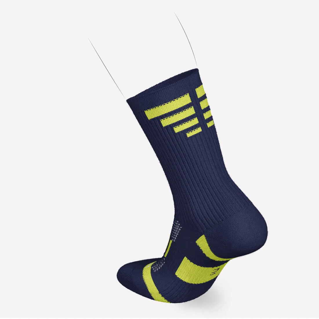 Lot X2 de chaussettes running Enfant confort - KIPRUN 500 UC marine vert-jaune