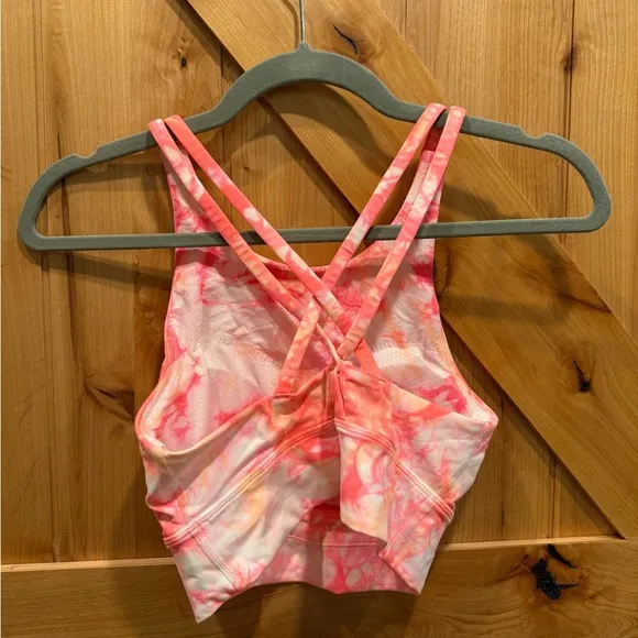 LULULEMON Energy Bra High Neck Shibori Grapefruit Orange Size 6