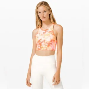 LULULEMON Energy Bra High Neck Shibori Grapefruit Orange Size 6