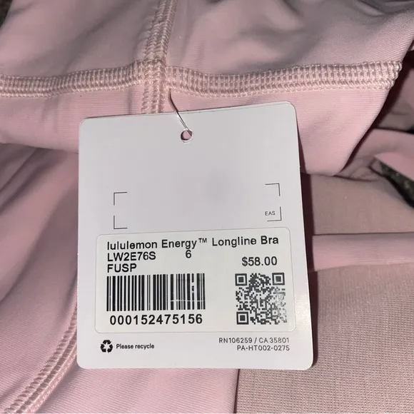Lululemon Energy Longline Bra Medium Support FUSP Flush Pink Women's Size 6