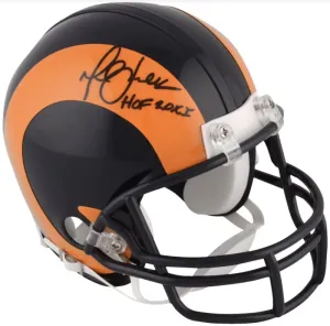 MARSHALL FAULK Autographed "HOF '11" Rams Mini Speed Helmet FANATICS
