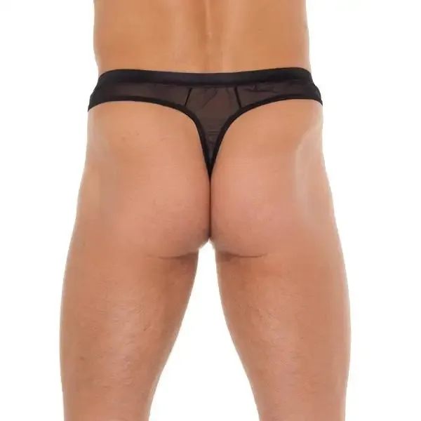 Mens Black Wet Look Mesh G-string, one Size
