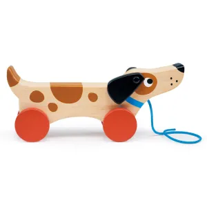 Mentari Wooden Puppy On Wheels Pull Along