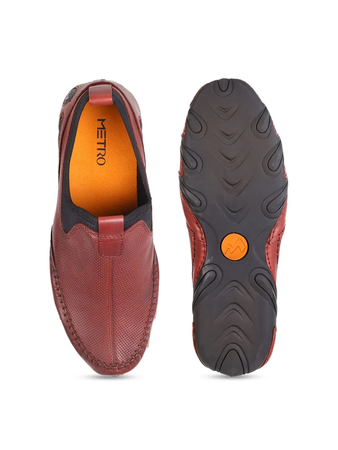 Metro Men Perforations Leather Comfort Insole Basics Loafers
