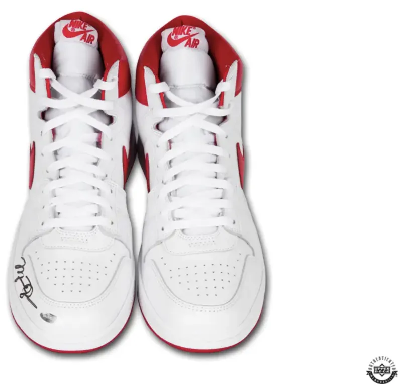 Michael Jordan Autographed Nike 1 Retro 1985 & Air Ship New Beginnings Shoes UDA