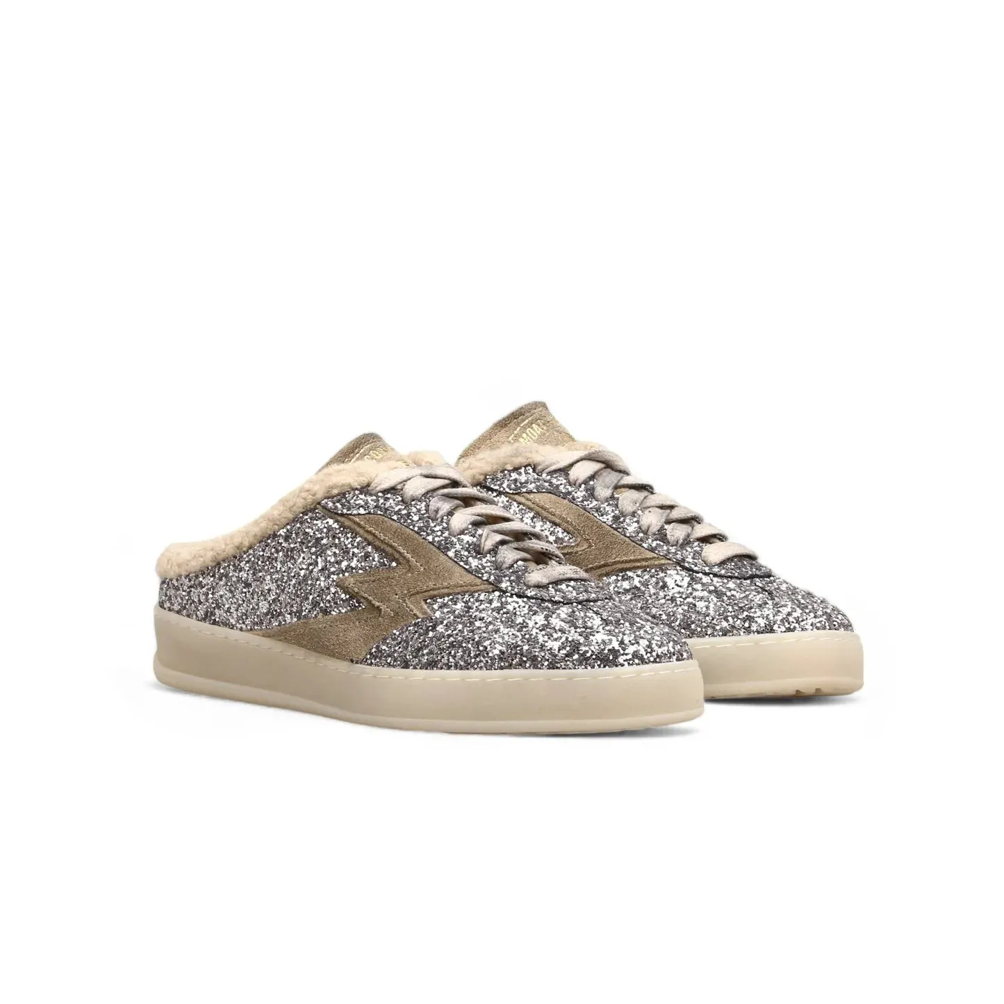 Moa Concept Master Club Deluxe mule sølvstrass med lys gummisåle