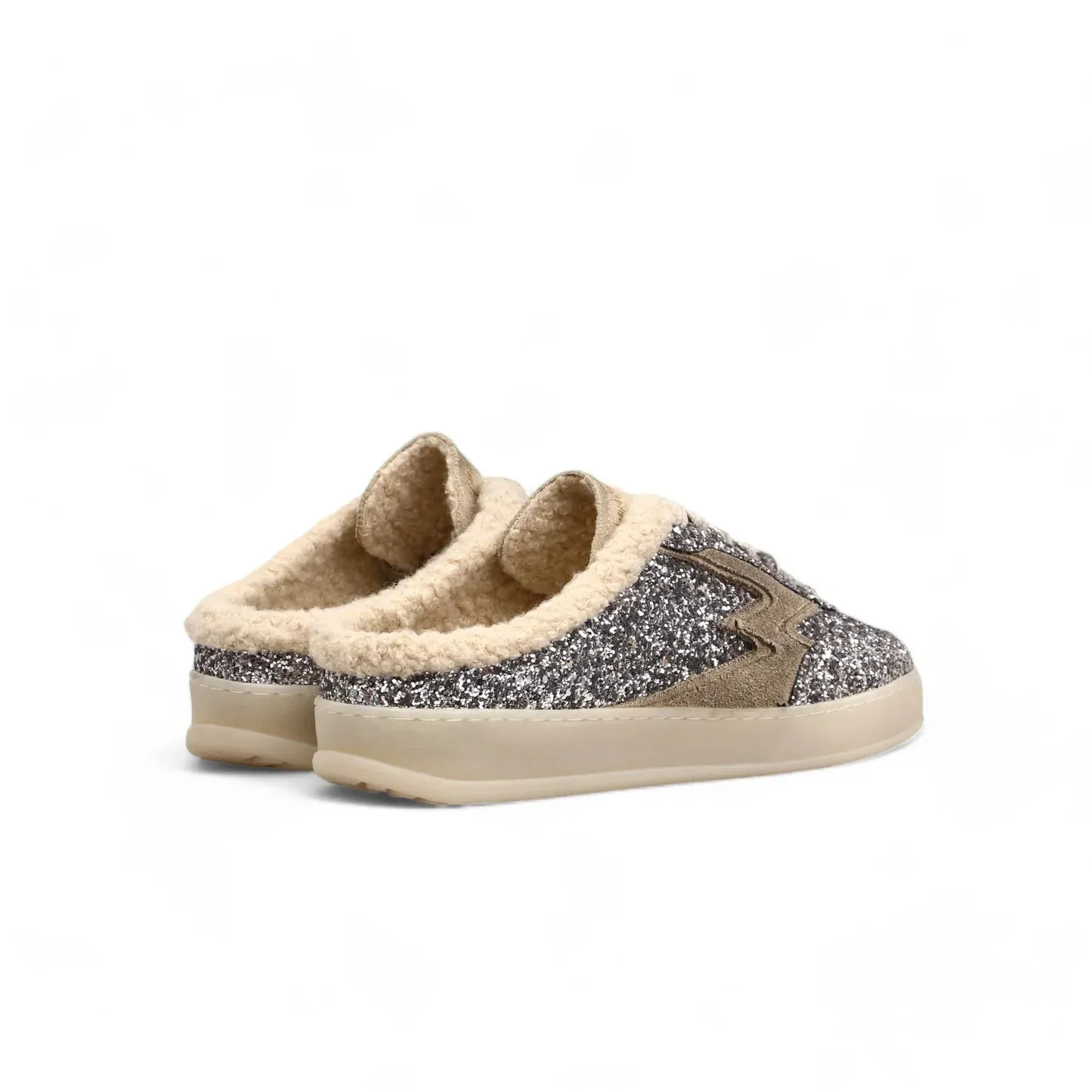 Moa Concept Master Club Deluxe mule sølvstrass med lys gummisåle