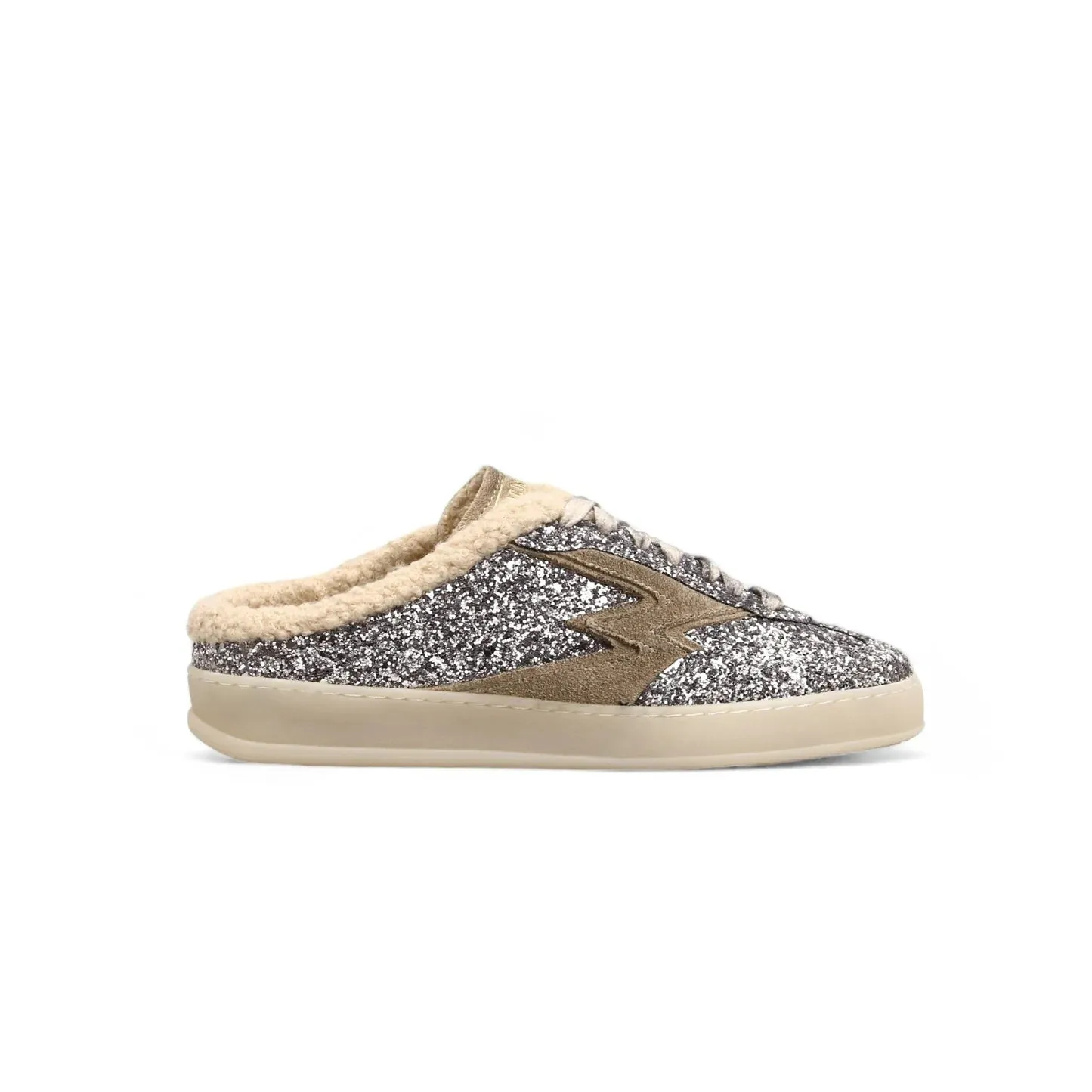 Moa Concept Master Club Deluxe mule sølvstrass med lys gummisåle