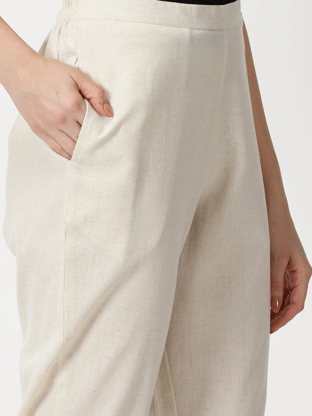 Natural Cotton Flax Straight Fit Slip-on Trouser