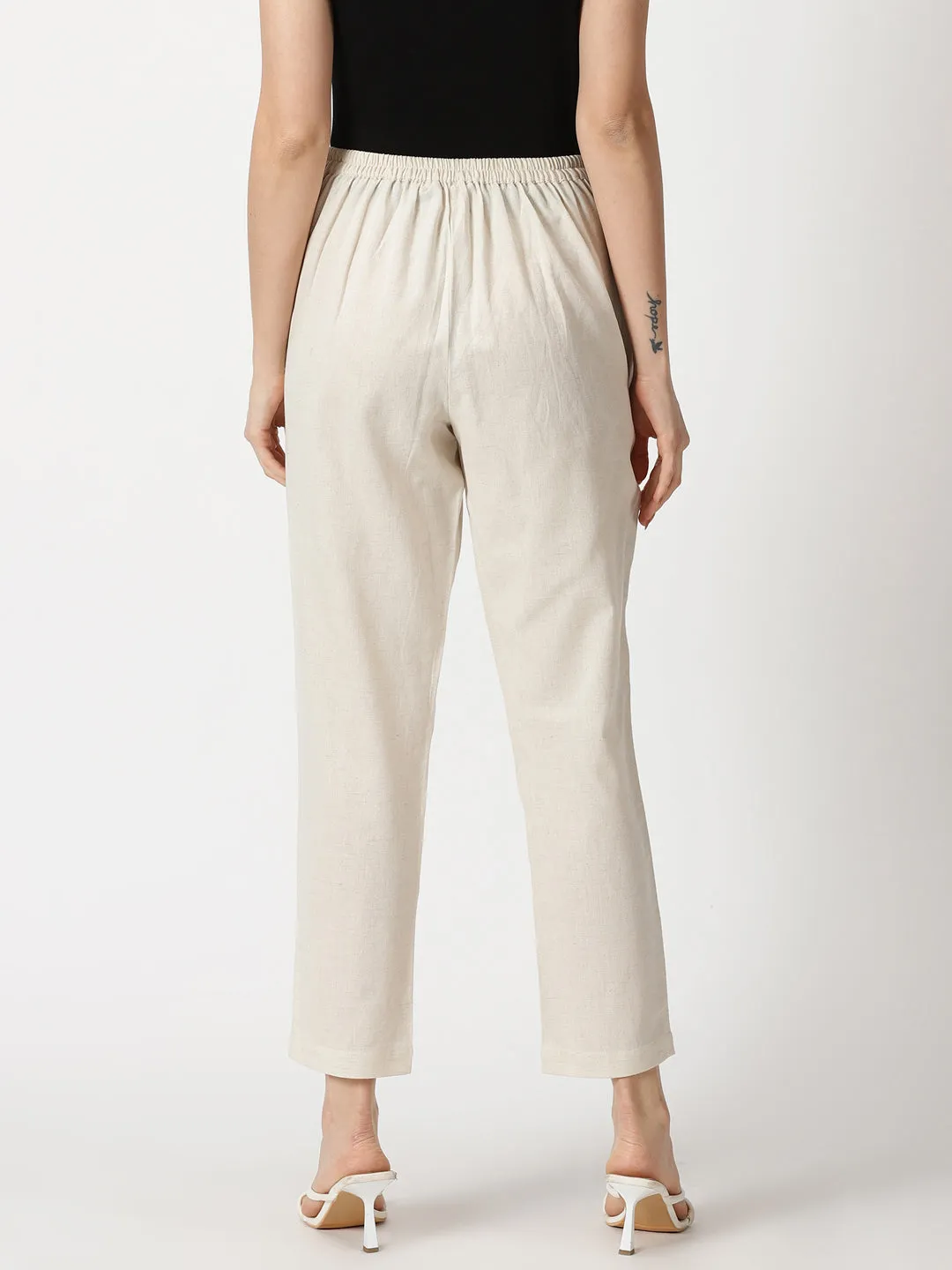 Natural Cotton Flax Straight Fit Slip-on Trouser