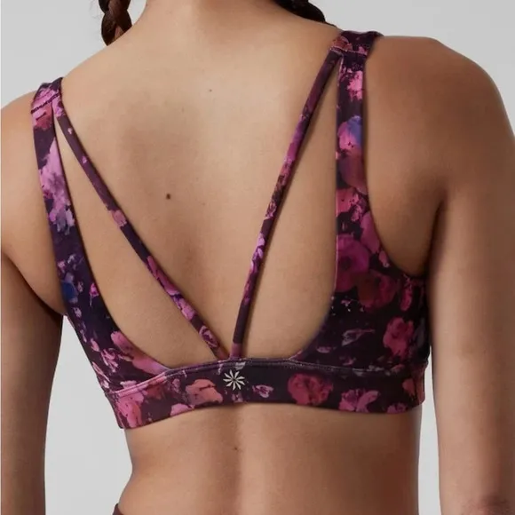 NEW Athleta Exhale Sports Bra A-C Dappled Bloom Multi Floral Size XS