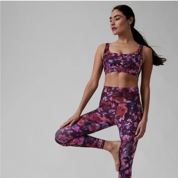 NEW Athleta Exhale Sports Bra A-C Dappled Bloom Multi Floral Size XS
