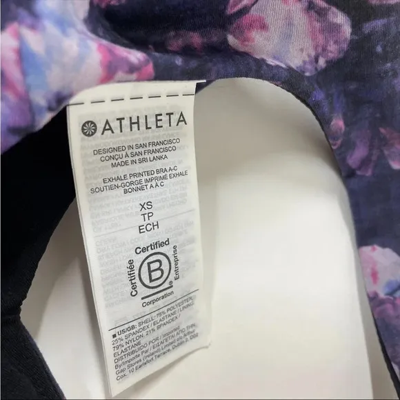 NEW Athleta Exhale Sports Bra A-C Dappled Bloom Multi Floral Size XS