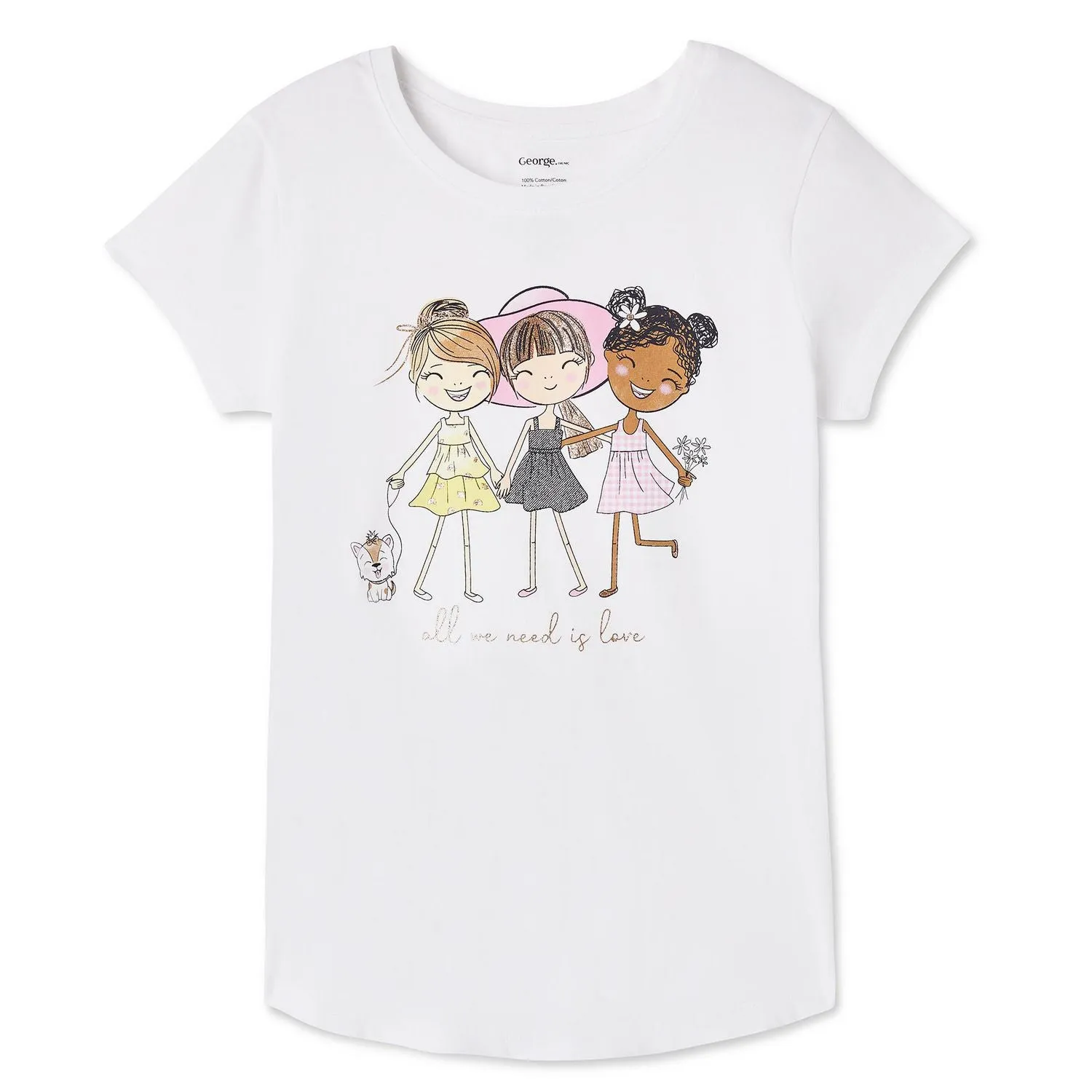New George Girls' Short Sleeve Screen Tee, Sz M 7-8