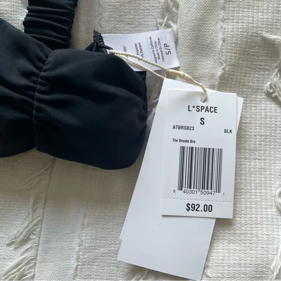 NWT LSPACE The Breaks Bra in Black Size Small Athleisure Sports Bra
