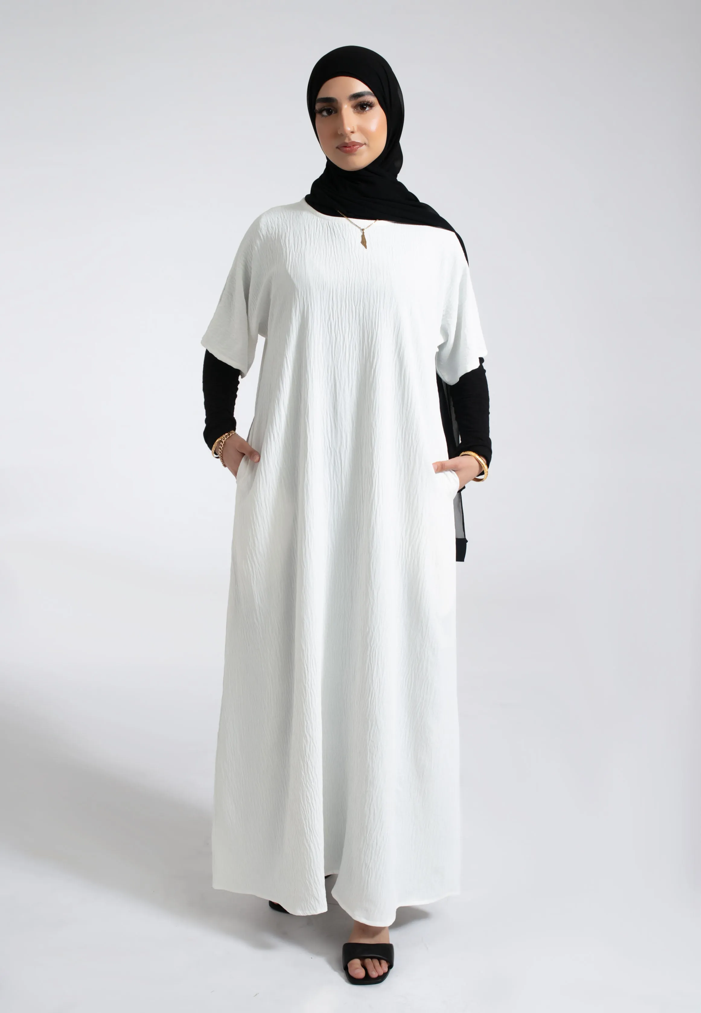 Off-White Inner Slip Dress With Pockets