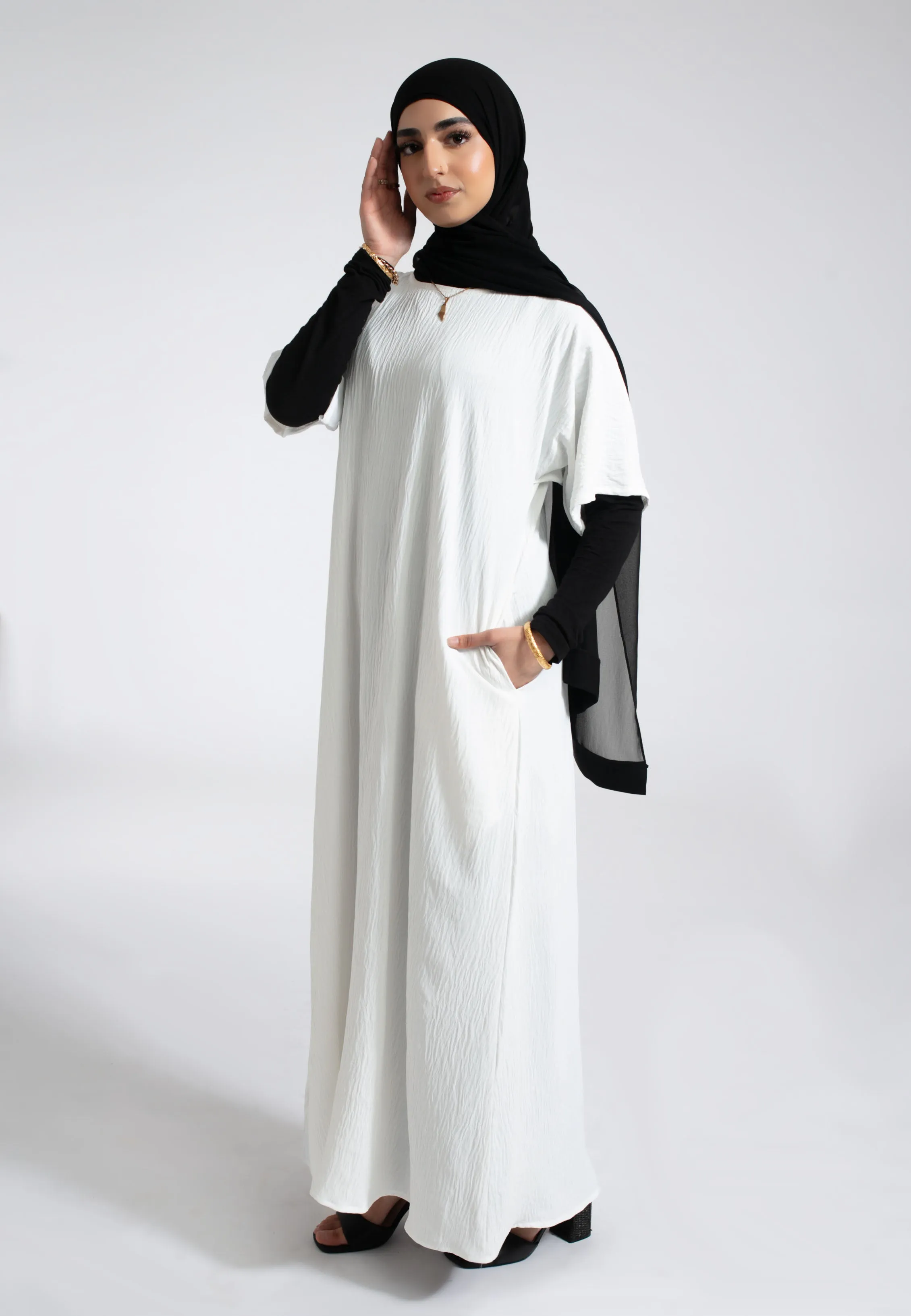 Off-White Inner Slip Dress With Pockets