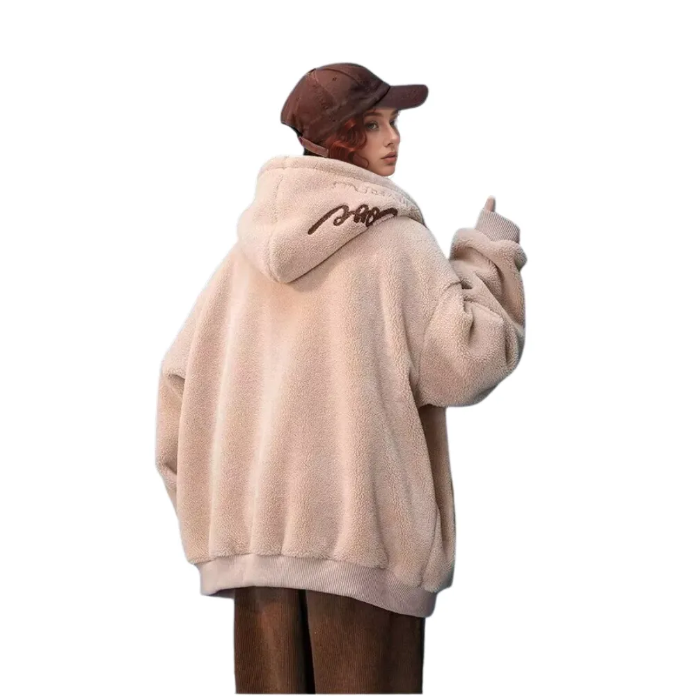 OOC' Casual Loose Sherpa Hooded Coat