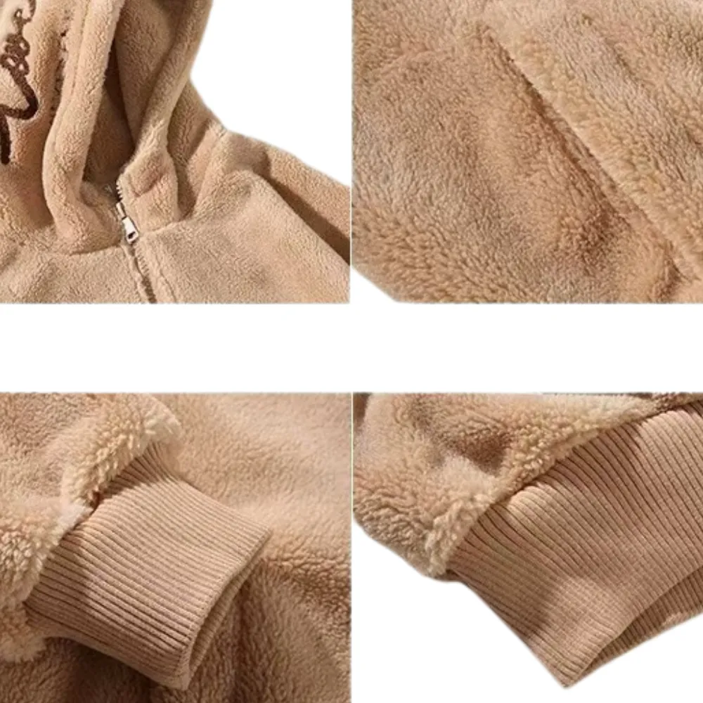OOC' Casual Loose Sherpa Hooded Coat