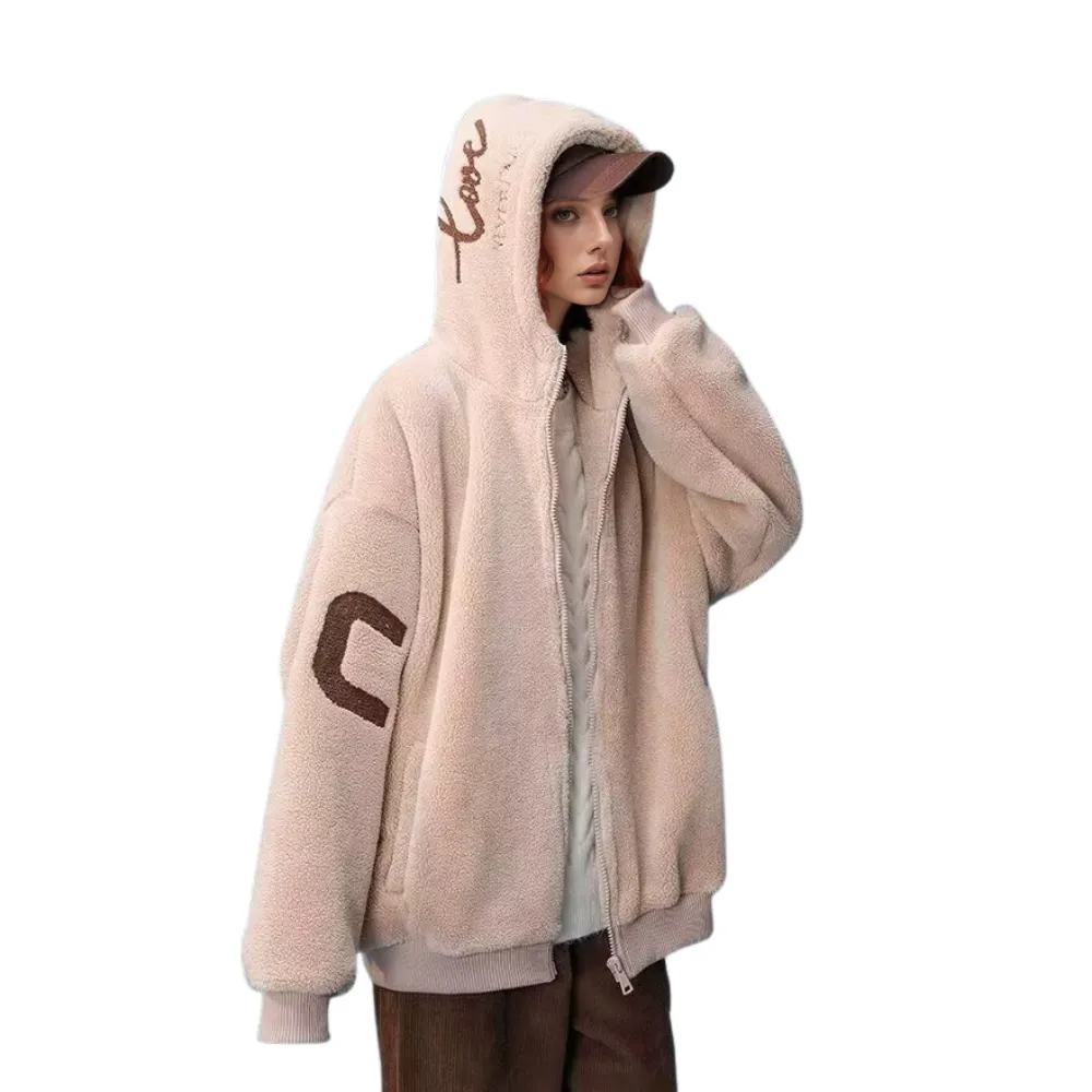OOC' Casual Loose Sherpa Hooded Coat