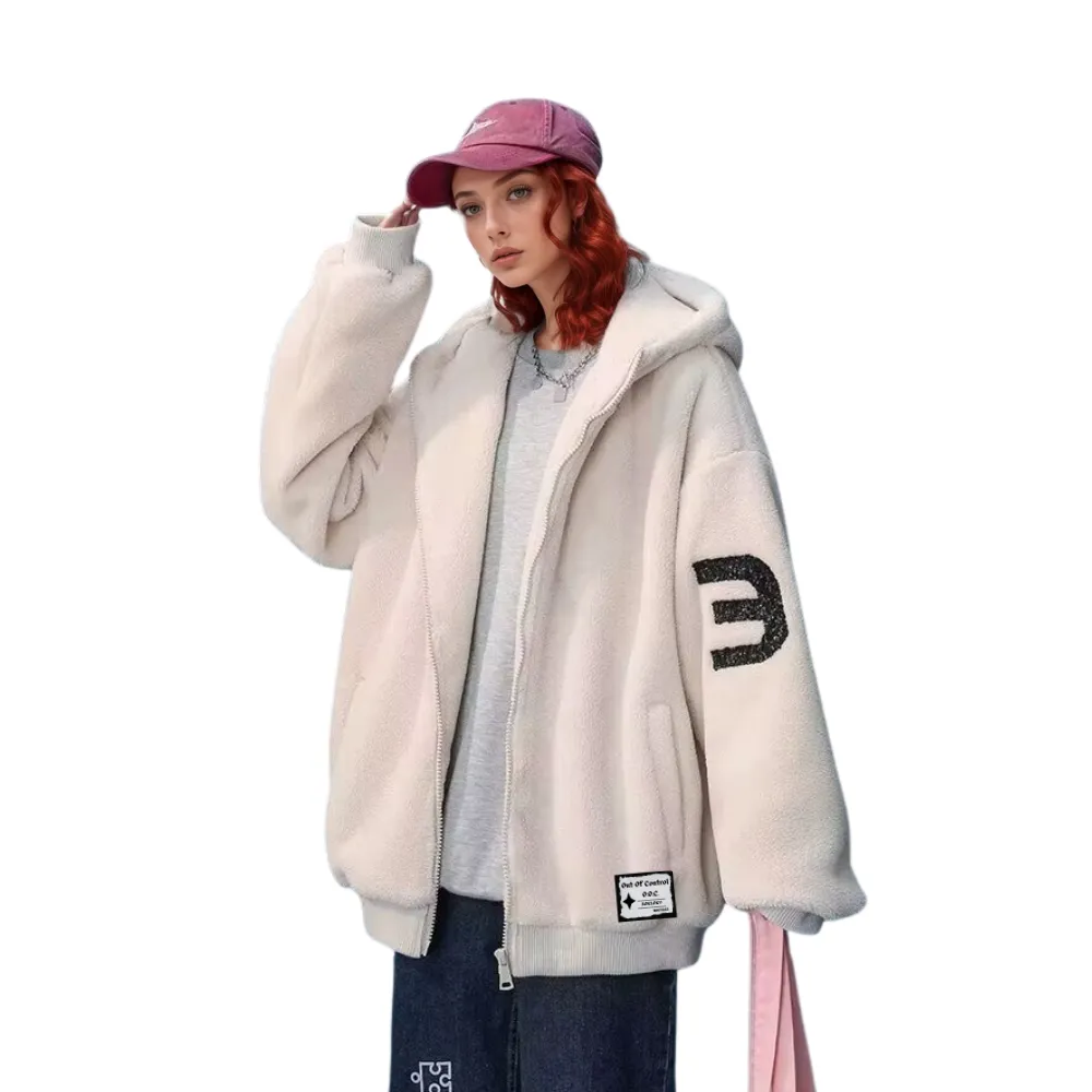 OOC' Casual Loose Sherpa Hooded Coat