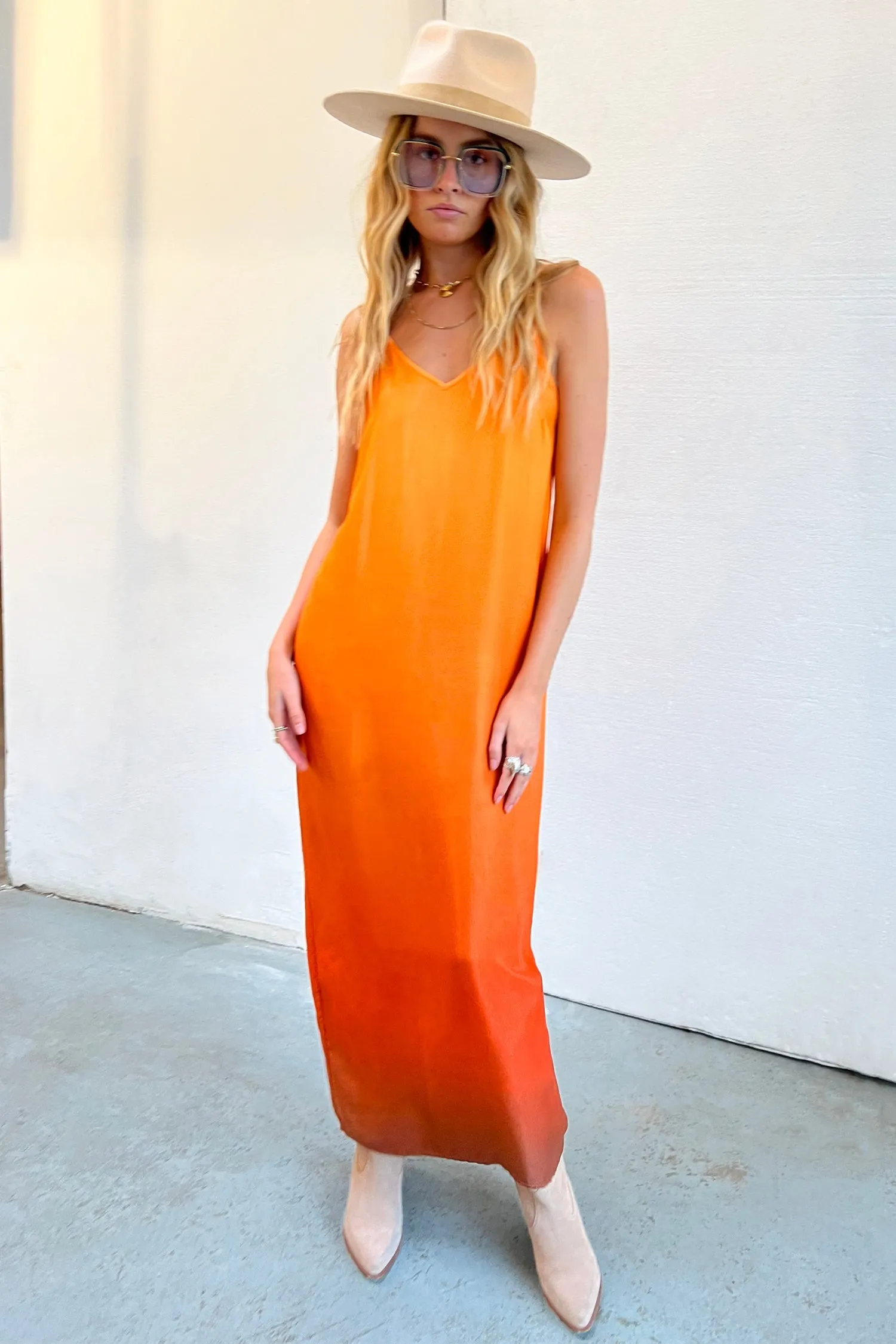 Orange Ombre Slip Dress