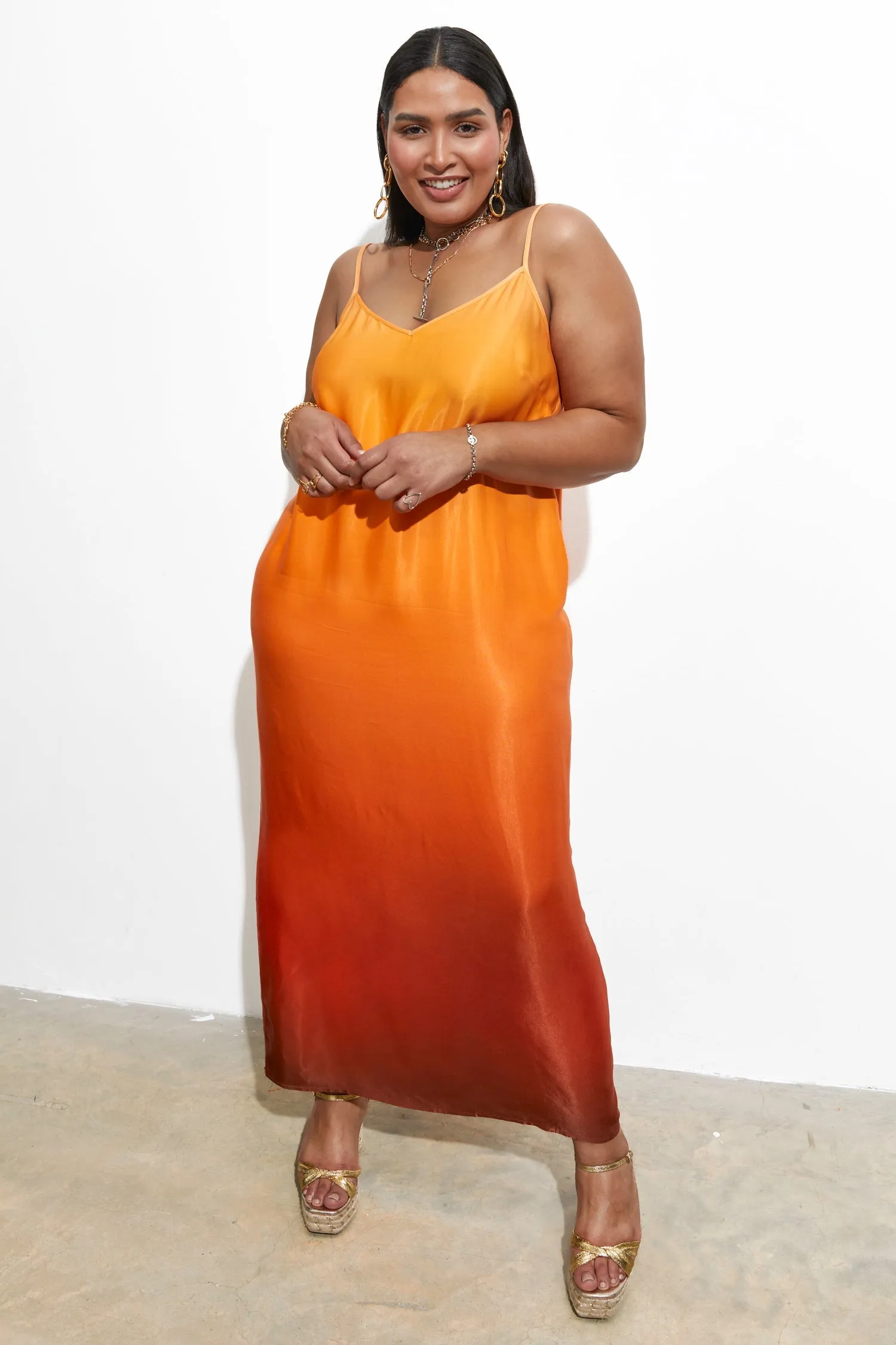 Orange Ombre Slip Dress