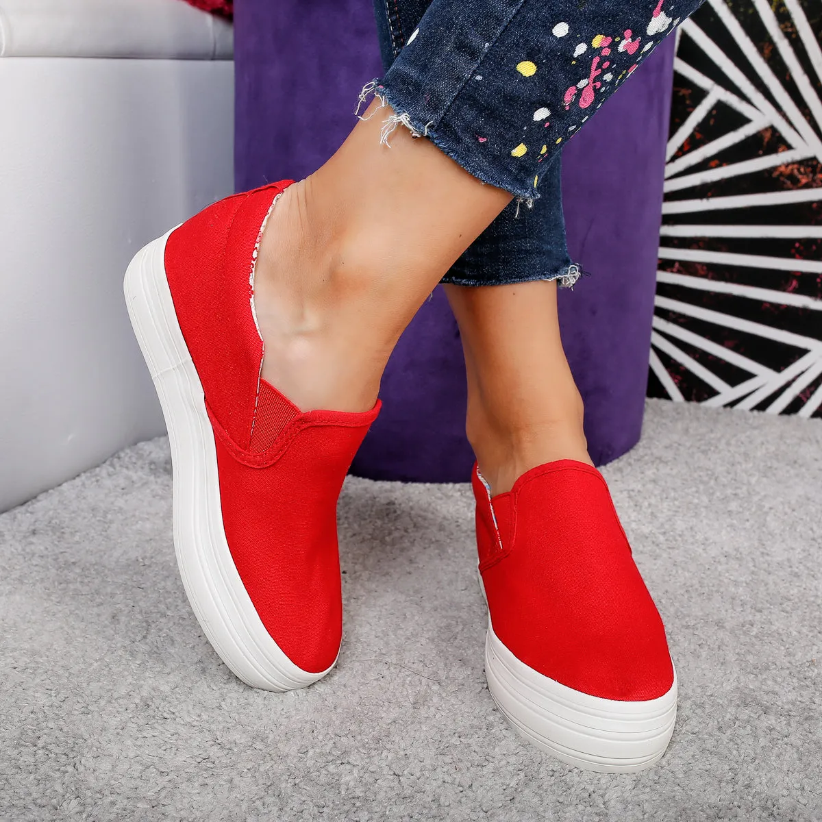 Pantofi casual dama beatty rosii