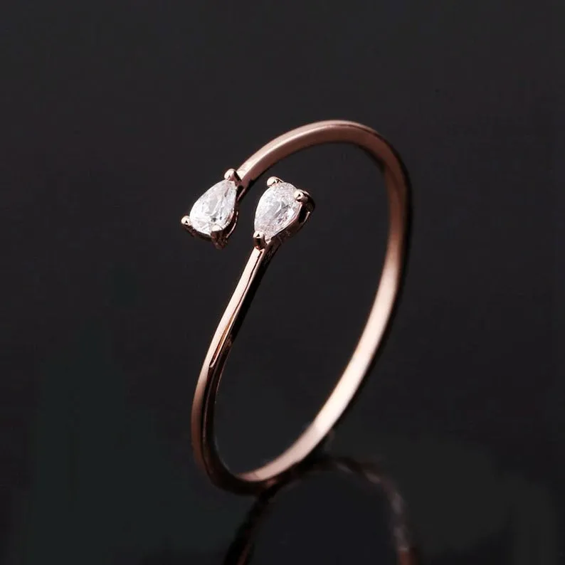 Pear Dainty Ring, Rose Gold simple everyday ring, Stacking Ring, Simple Ring, Sterling Silver Ring, Thin Ring Stacking Band, Gift For women