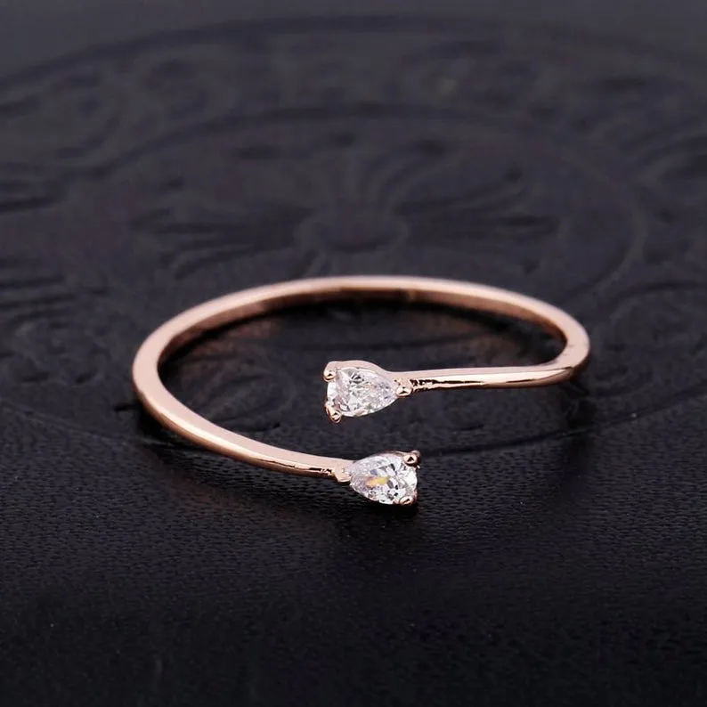 Pear Dainty Ring, Rose Gold simple everyday ring, Stacking Ring, Simple Ring, Sterling Silver Ring, Thin Ring Stacking Band, Gift For women