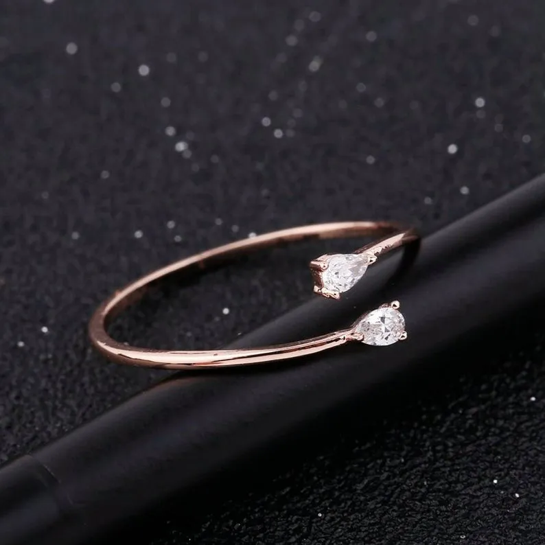 Pear Dainty Ring, Rose Gold simple everyday ring, Stacking Ring, Simple Ring, Sterling Silver Ring, Thin Ring Stacking Band, Gift For women