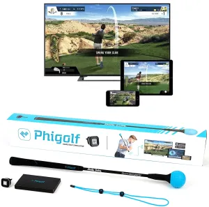 Phigolf WGT Edition Mobile and Home Smart Golf Simulator with Swing Stick, Golf Swing Trainer Aid Equipped with Motion Sensor & 3D Swing Analysis, Compatible with Phones, Tablet PCs & TVs