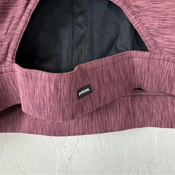 Prana Bra Kimble Sports Athletic Workout Flannel Heather Purple Pink Padded Knit